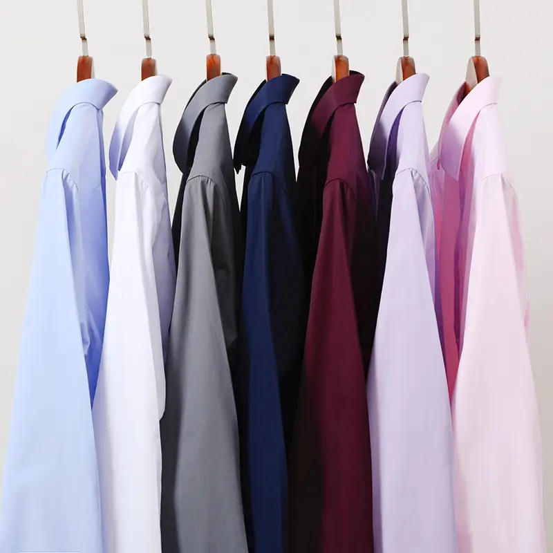 Men's Long Sleeve Button Down Shirt Black Business Casual - Image 22
