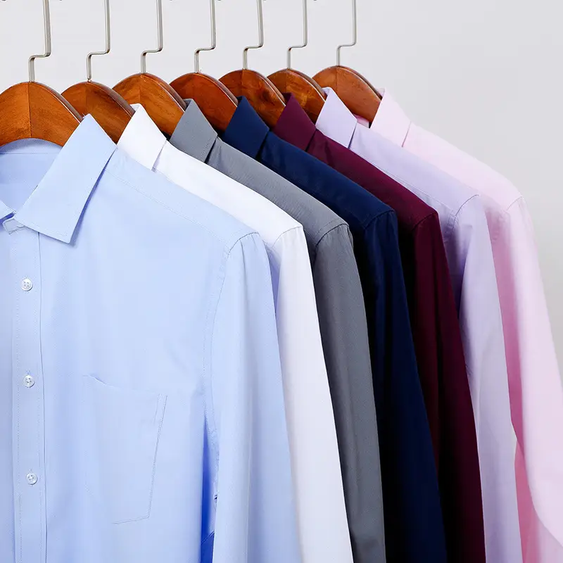 Men's Long Sleeve Button Down Shirt Black Business Casual - Image 23