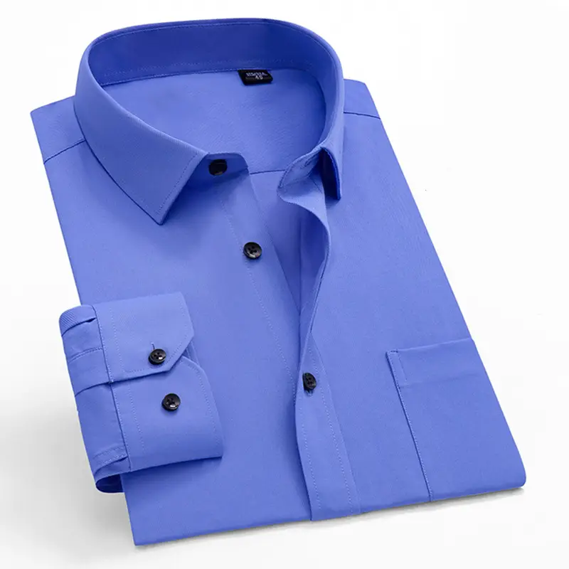 Men's Long Sleeve Button Down Shirt Black Business Casual - Image 5