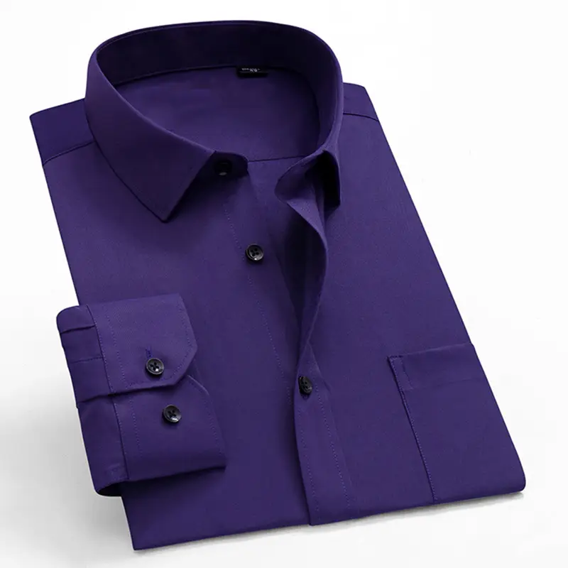 Men's Long Sleeve Button Down Shirt Black Business Casual - Image 6