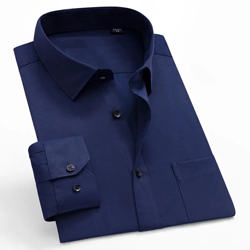 Men's Long Sleeve Button Down Shirt Black Business Casual - Image 7