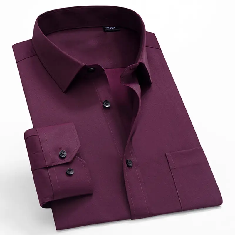 Men's Long Sleeve Button Down Shirt Black Business Casual - Image 8