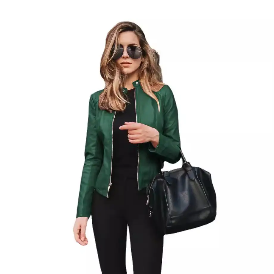 Women's Black Leather PU Jacket Suit 6036 - Image 17