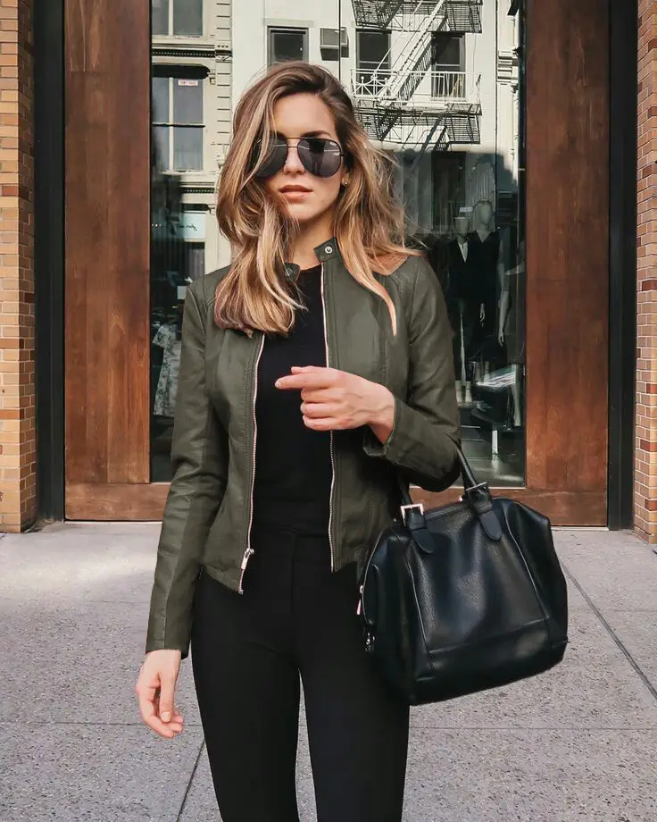 Women's Black Leather PU Jacket Suit 6036 - Image 10