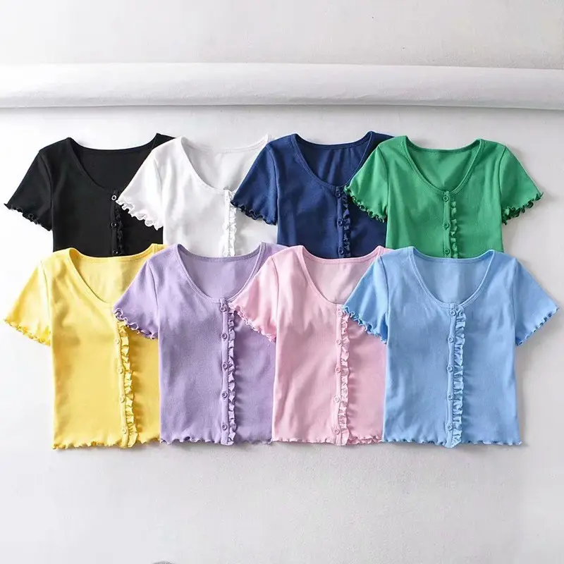 Women Yellow Short Sleeve V-Neck T-Shirt 2020 - Image 13