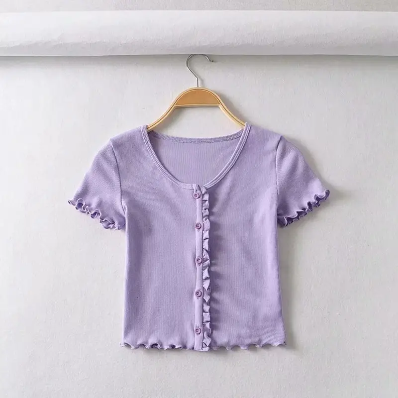 Women Yellow Short Sleeve V-Neck T-Shirt 2020 - Image 3