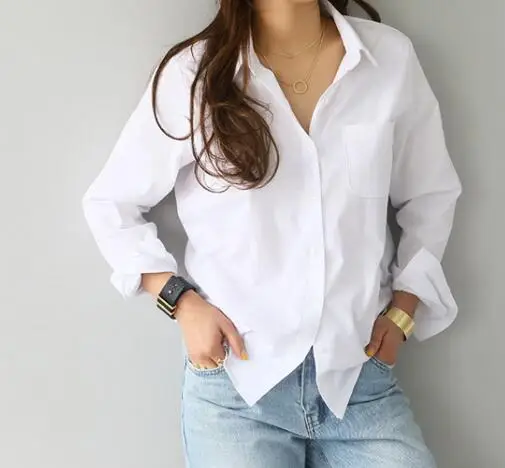 Women's White Long Sleeve Button Down Shirt Top - Image 4