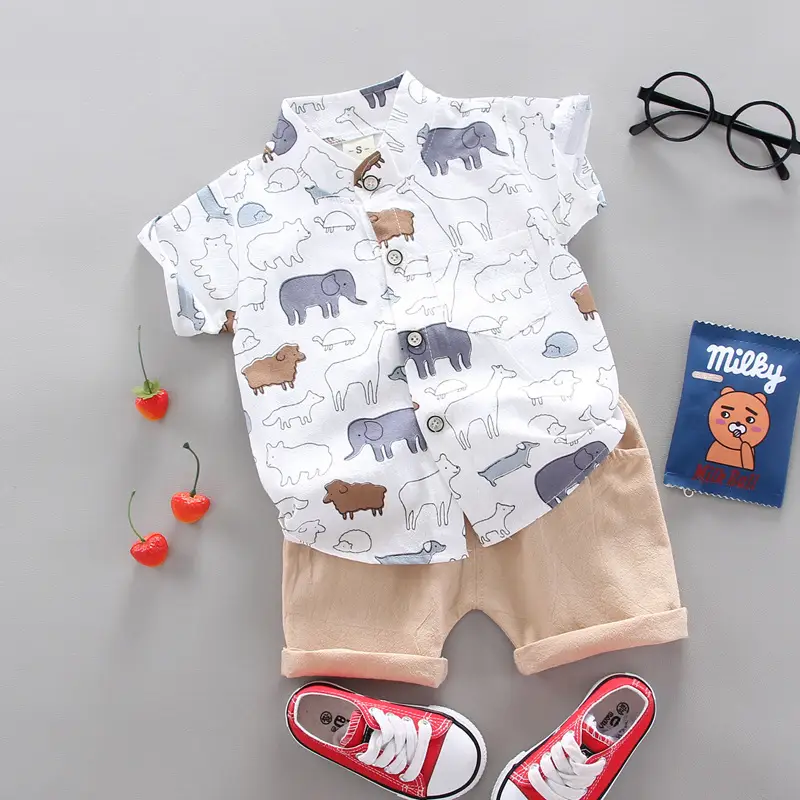 Boys Cartoon Elephant Suit 0-3Yr Summer 2Pc Set - Image 3