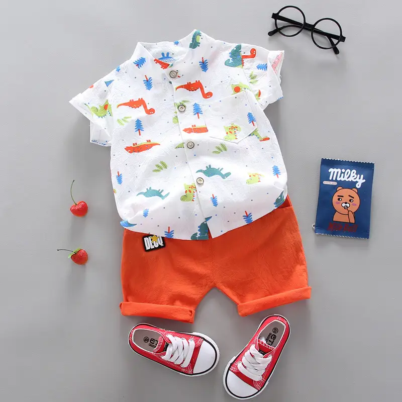 Boys Cartoon Elephant Suit 0-3Yr Summer 2Pc Set - Image 6