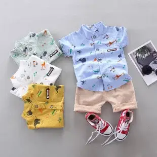 Boys Cartoon Elephant Suit 0-3Yr Summer 2Pc Set — feature 22
