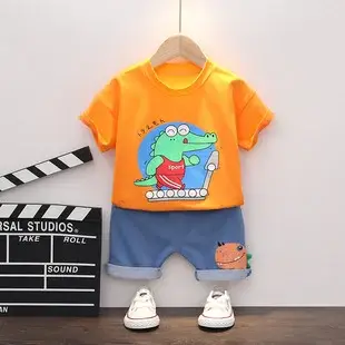 Boys Cartoon Elephant Suit 0-3Yr Summer 2Pc Set — feature 28