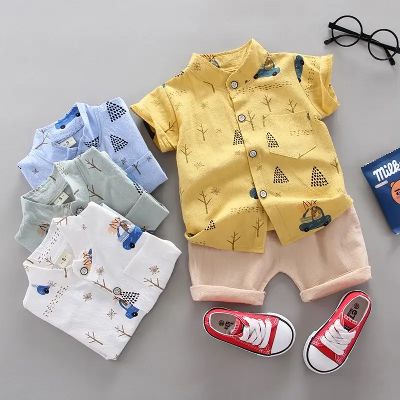 Boys Cartoon Elephant Suit 0-3Yr Summer 2Pc Set — feature 35