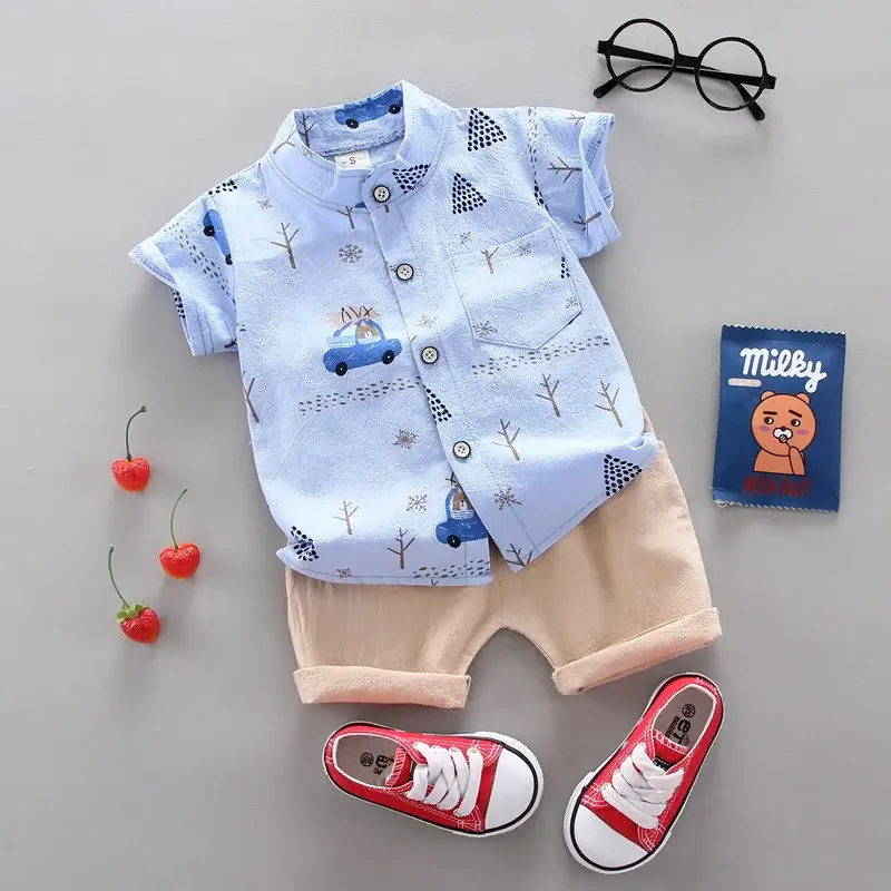 Boys Cartoon Elephant Suit 0-3Yr Summer 2Pc Set — feature 36