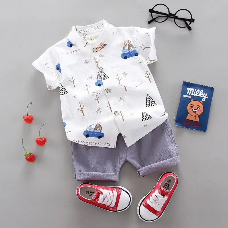 Boys Cartoon Elephant Suit 0-3Yr Summer 2Pc Set — feature 38