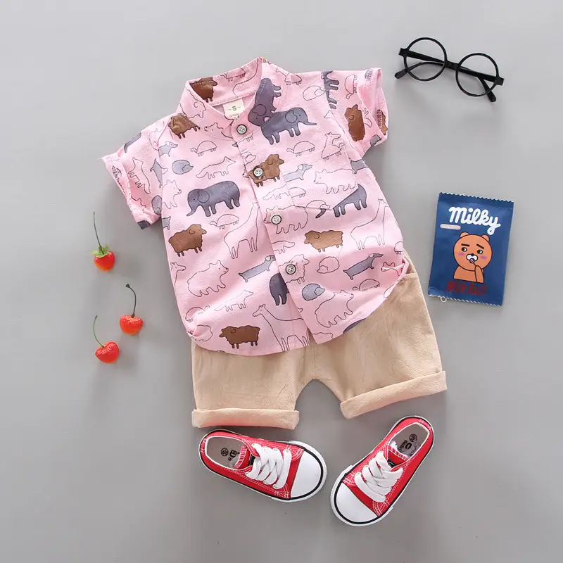 Boys Cartoon Elephant Suit 0-3Yr Summer 2Pc Set - Image 2