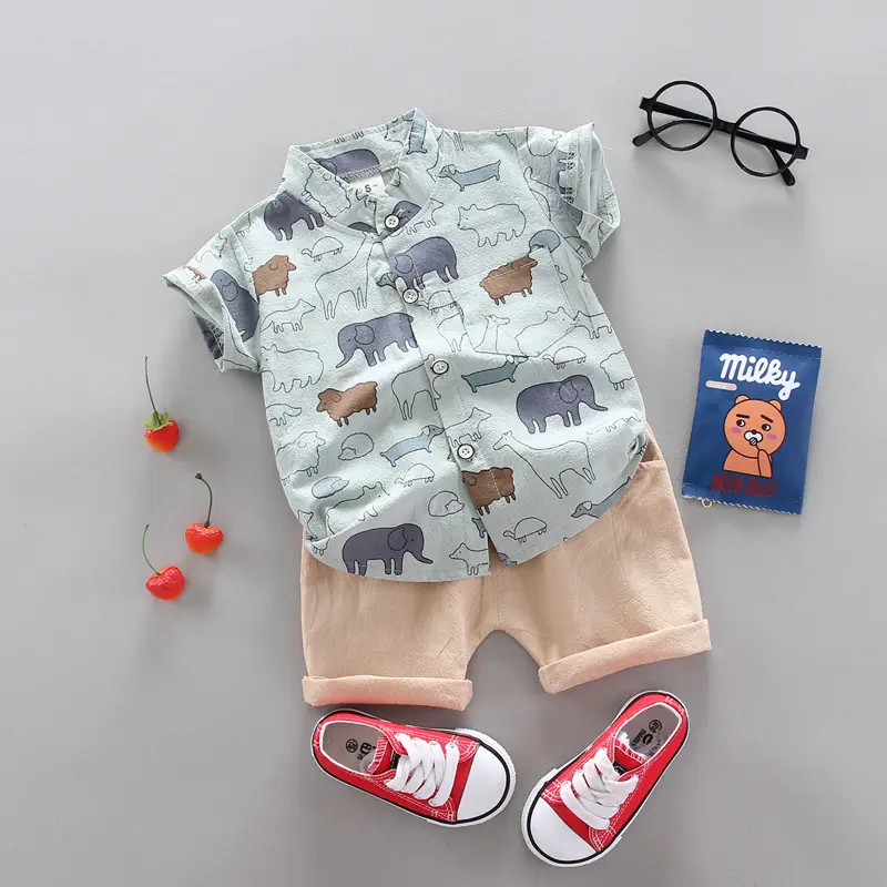 Boys Cartoon Elephant Suit 0-3Yr Summer 2Pc Set - Image 4
