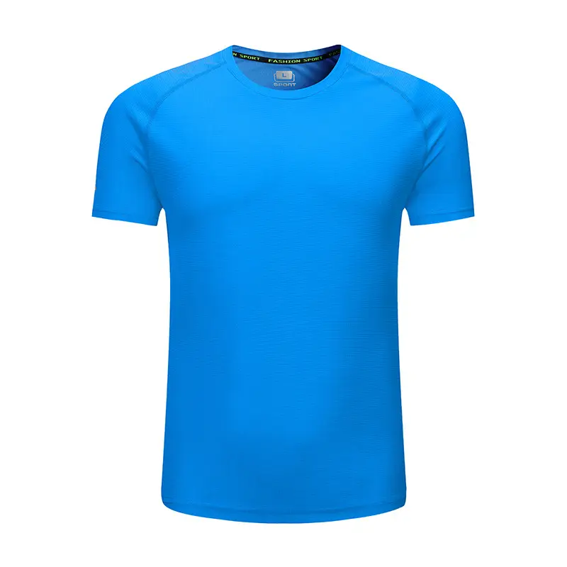 Men Blue Logo Round Neck Sports T-Shirt Quick Dry Sweat Wicking - Image 13