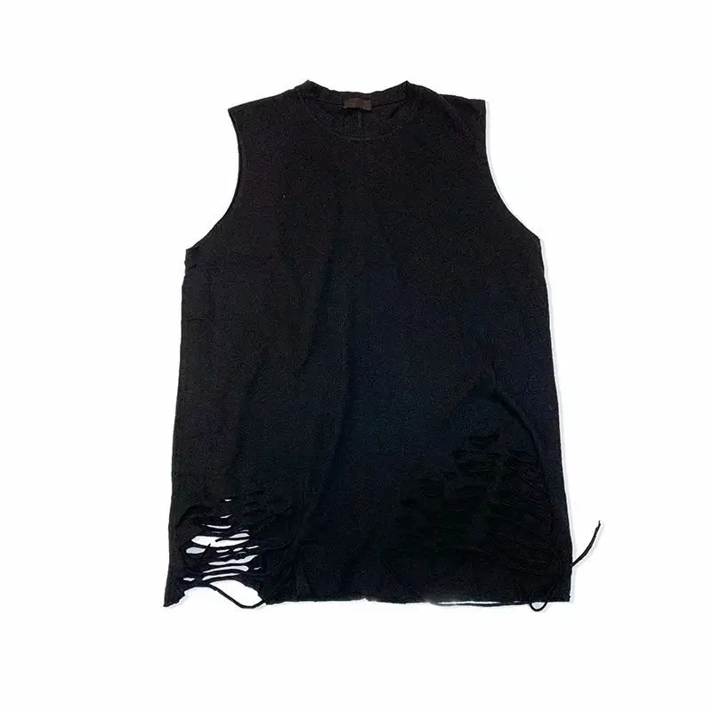 Men Sleeveless T-Shirt Black Graphic High Street Style - Image 5