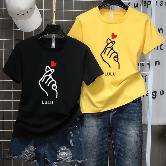 K-Style Cartoon T-Shirt Set Black Yellow Loose Women Casual - Image 7