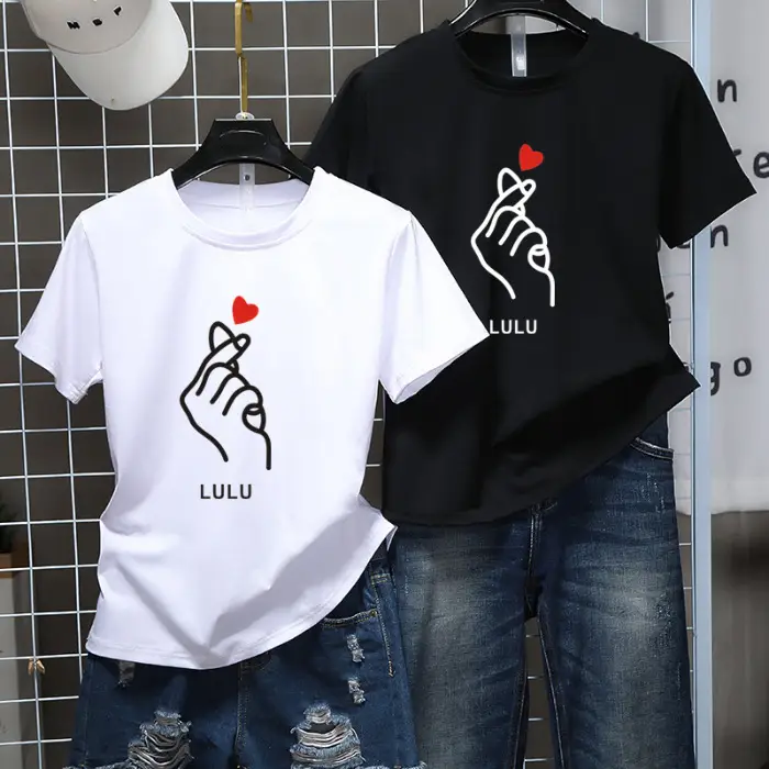 K-Style Cartoon T-Shirt Set Black Yellow Loose Women Casual - Image 9