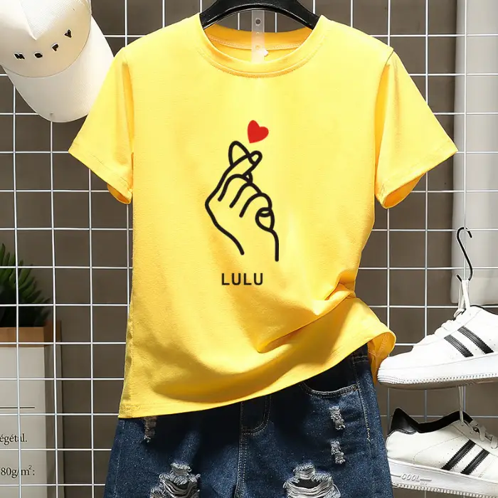 K-Style Cartoon T-Shirt Set Black Yellow Loose Women Casual - Image 3