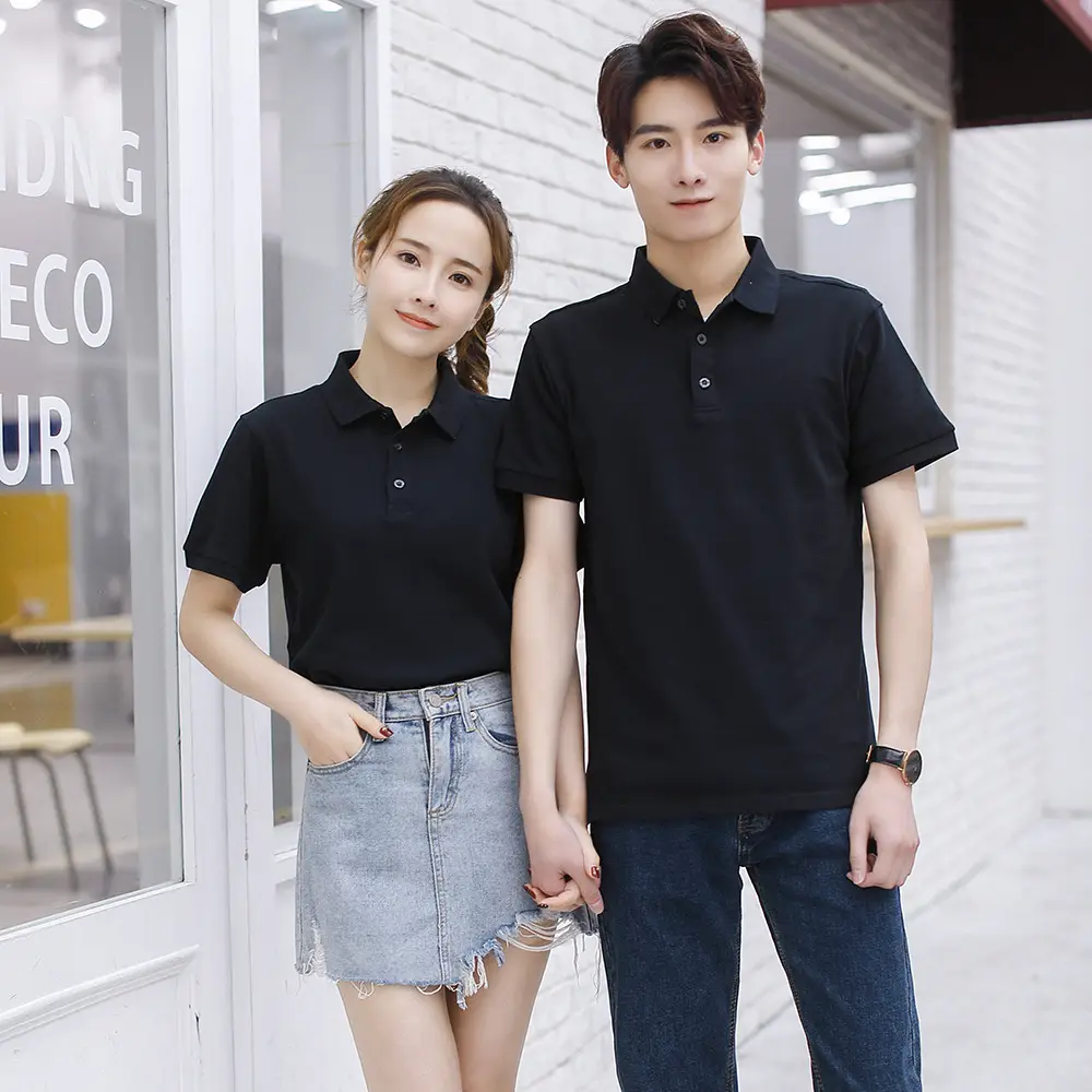 Black Cotton Polo Shirt for Boys Girls Short Sleeve - Image 15