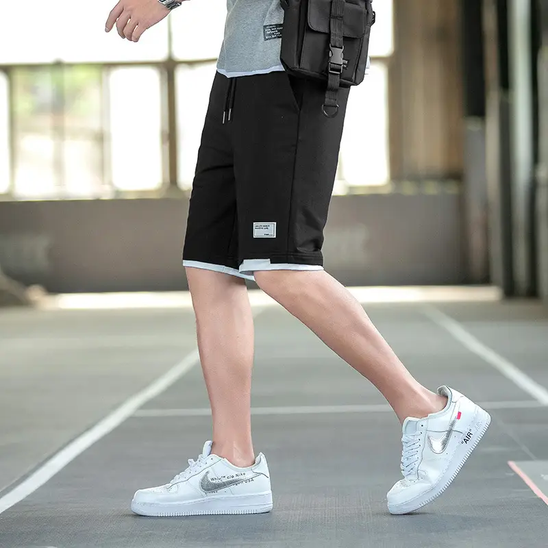Men Black Casual Shorts Korean Style Street Hip Hop Sports Pants - Image 2