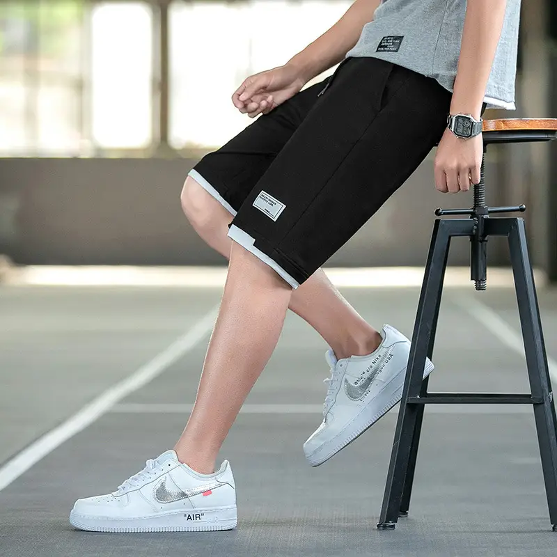 Men Black Casual Shorts Korean Style Street Hip Hop Sports Pants - Image 3