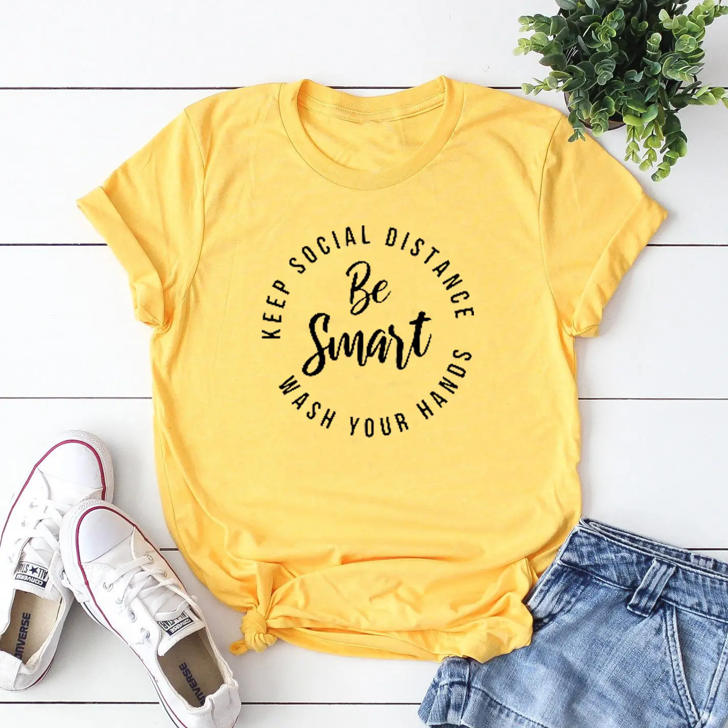 Keep Social Distance T-Shirt White Hand Wash - Image 4