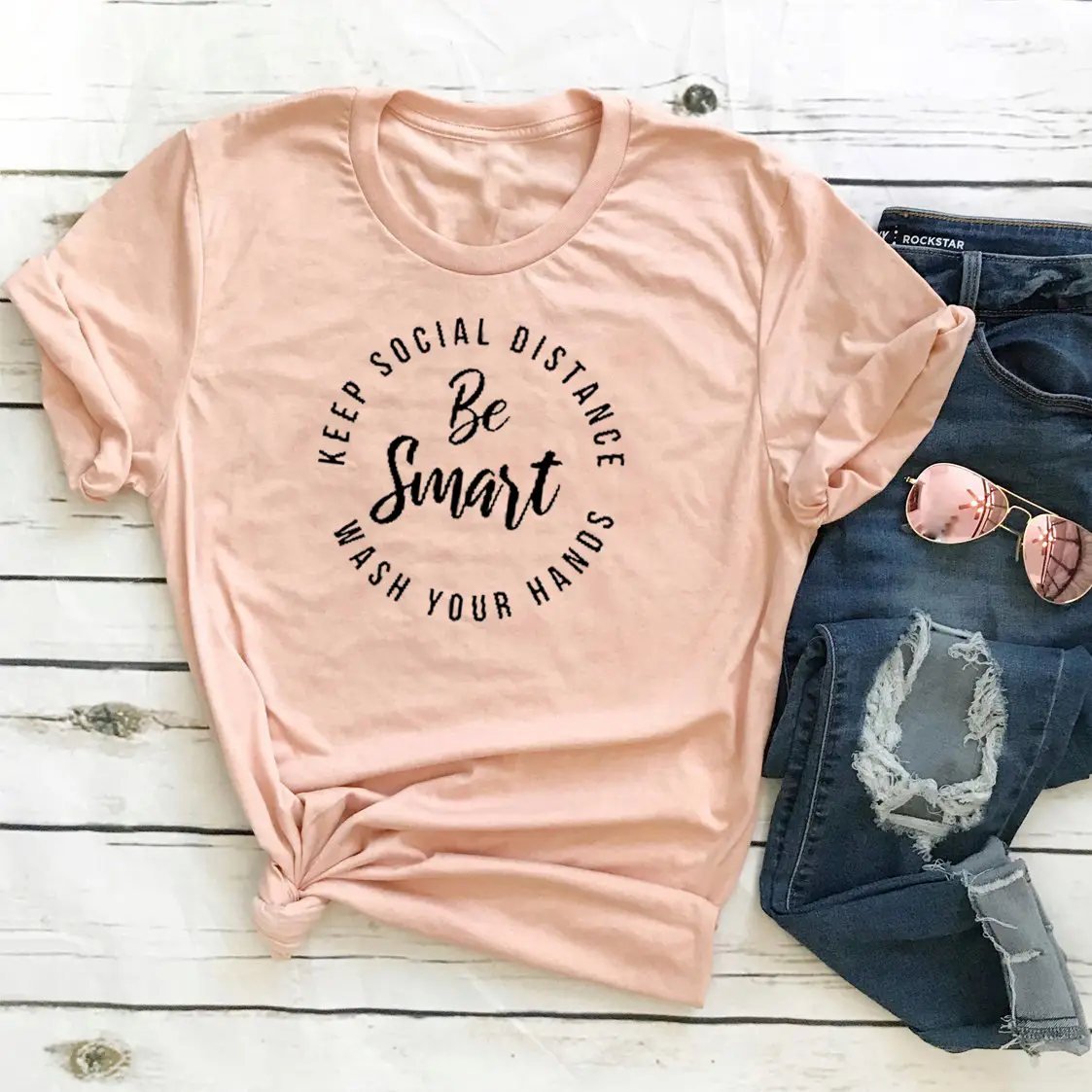 Keep Social Distance T-Shirt White Hand Wash - Image 9