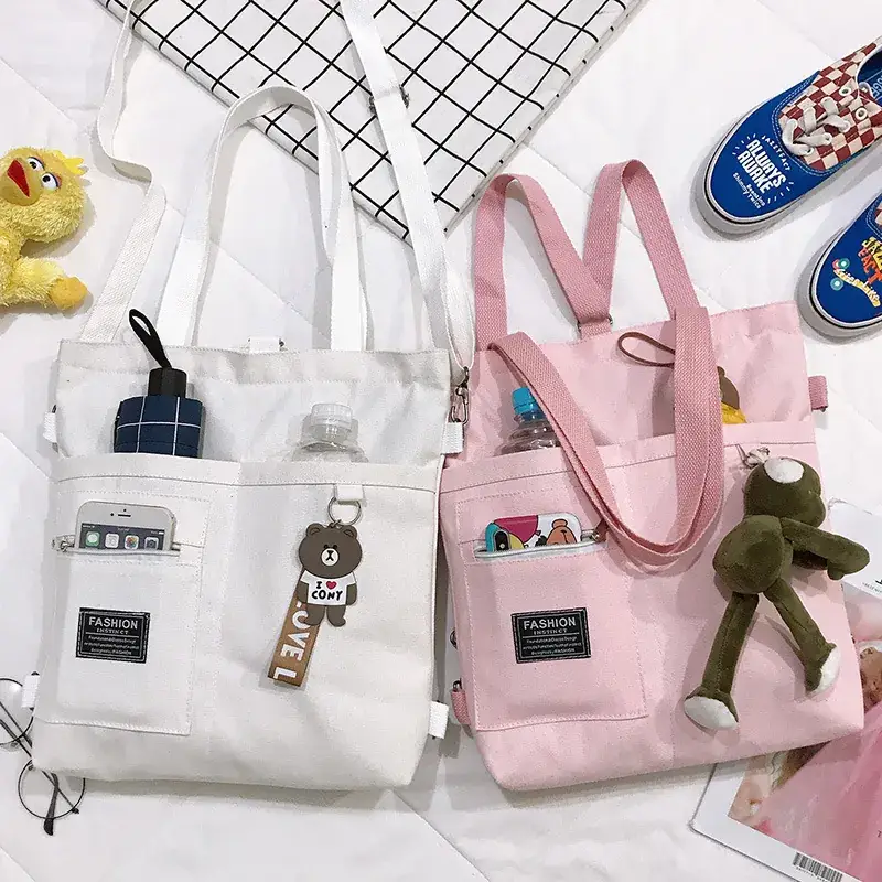 Cute Korean Style Canvas Tote Bag for Women - Image 7