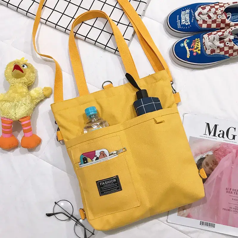 Cute Korean Style Canvas Tote Bag for Women - Image 2