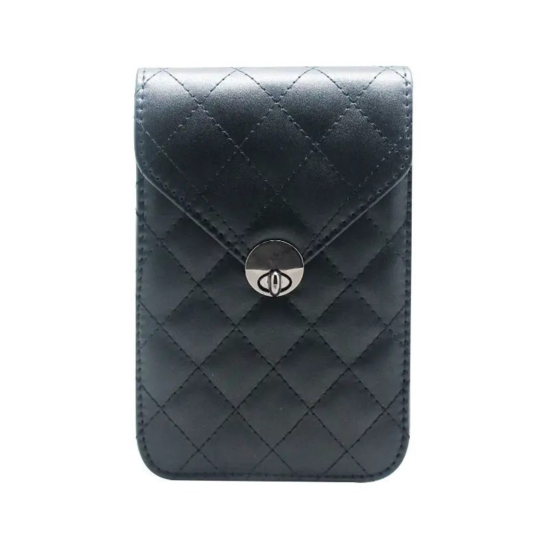 Black Quilted Women's Shoulder Bag with Logo Closure - Image 4