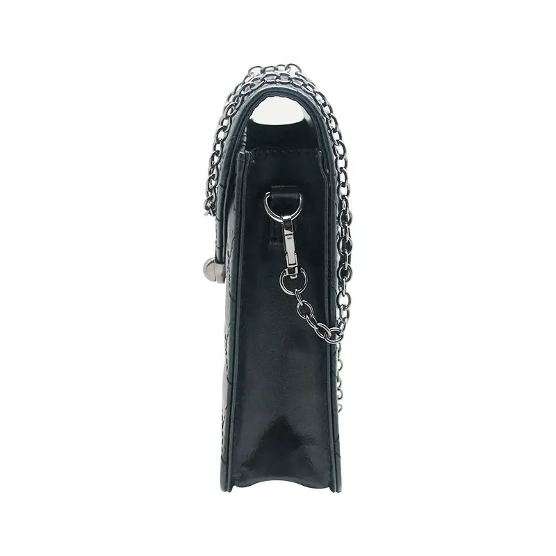 Black Quilted Women's Shoulder Bag with Logo Closure - Image 5