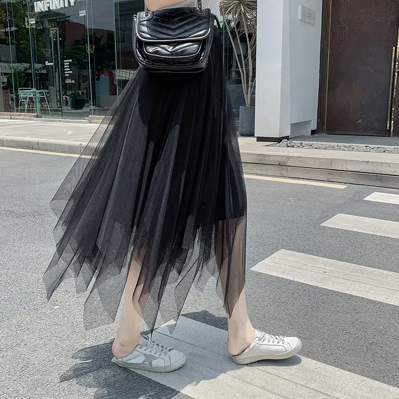 Fairy Pleated Mesh Skirt Women Long Sleeve Summer - Image 5