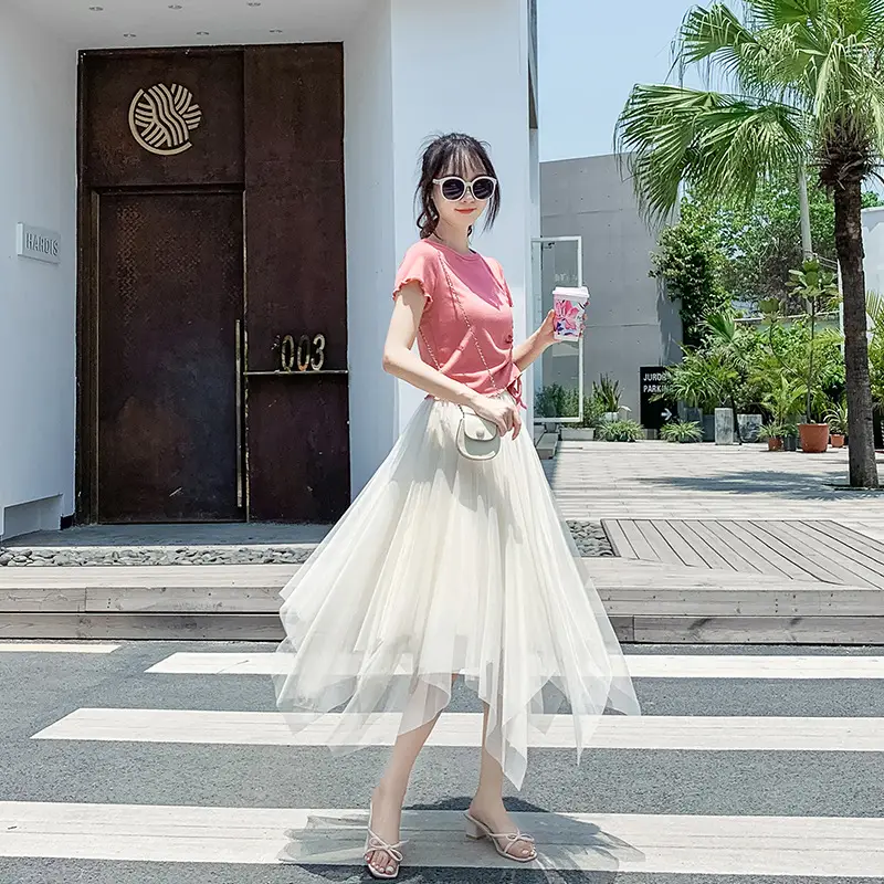 Fairy Pleated Mesh Skirt Women Long Sleeve Summer - Image 6