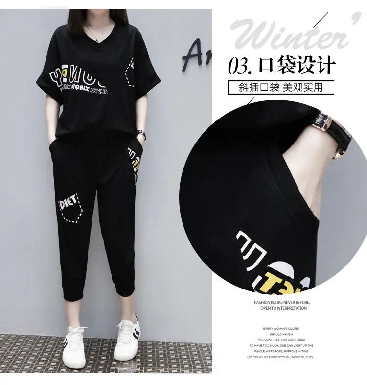 Women's Fat mm Summer Sports Suit Large Size — feature 7