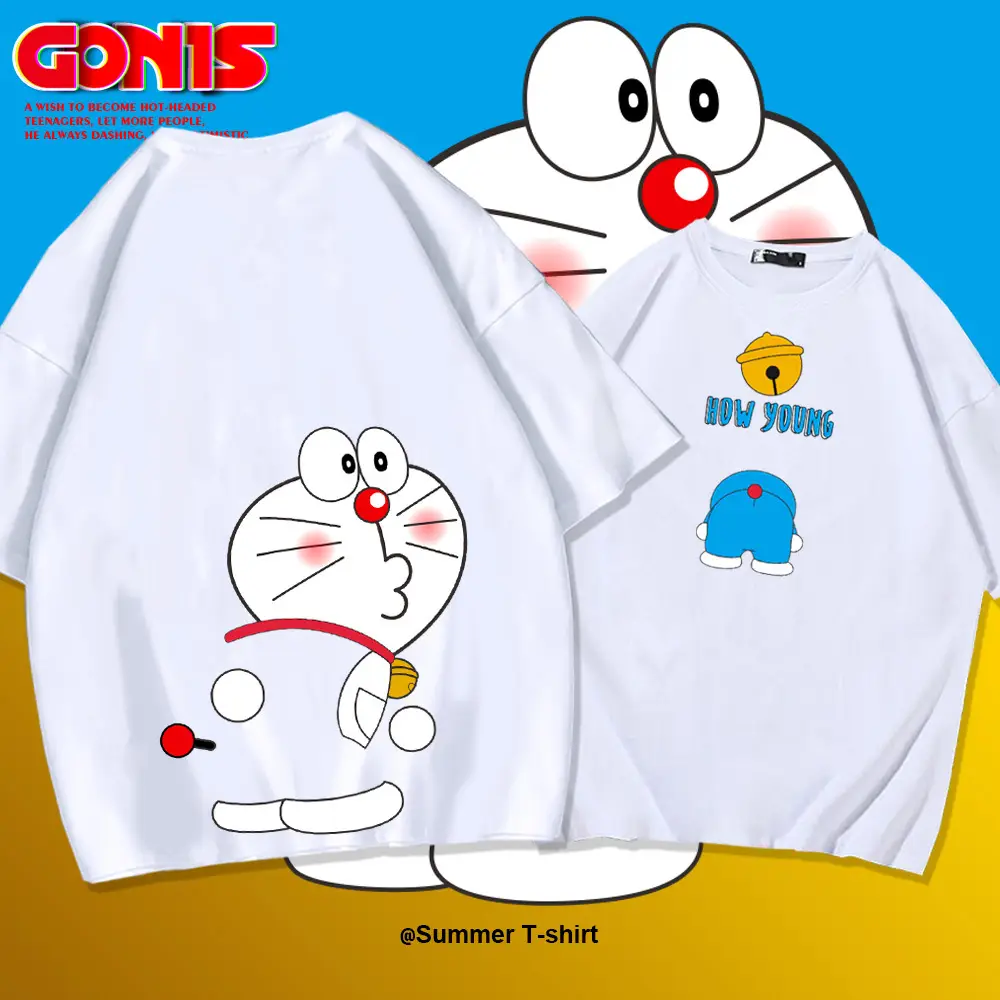 Y Cartoon T-shirt Women Men Summer Loose Cotton Half Sleeve - Image 14