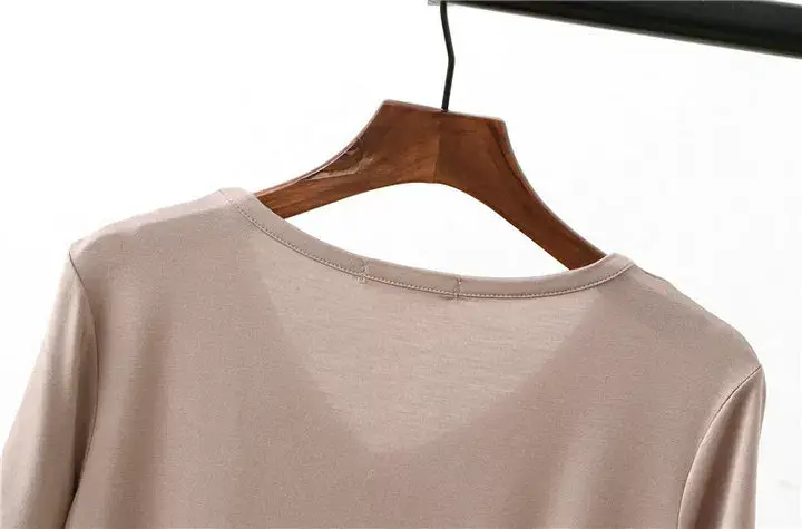 Women's Pink V-Neck Modal T-Shirt Loose Fit 2020 — feature 20