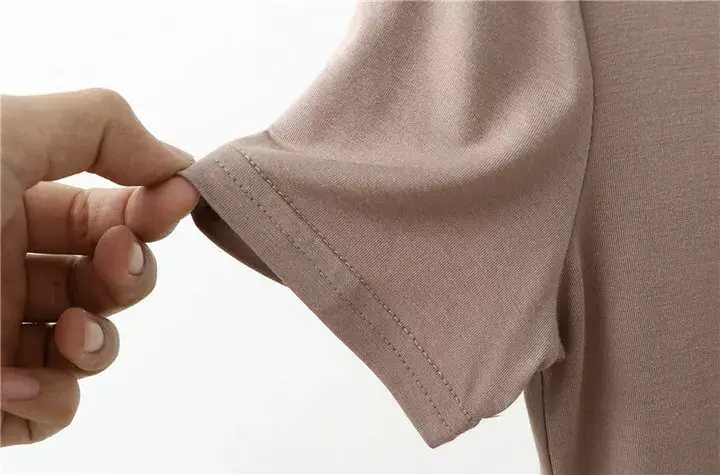Women's Pink V-Neck Modal T-Shirt Loose Fit 2020 — feature 21