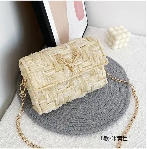 Women's Homemade Ribbon Mesh Crossbody Bag Beige