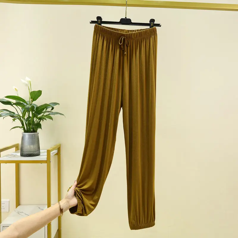 Women Drawstring Slimming Harem Pants Brown Summer 2025 — feature 10