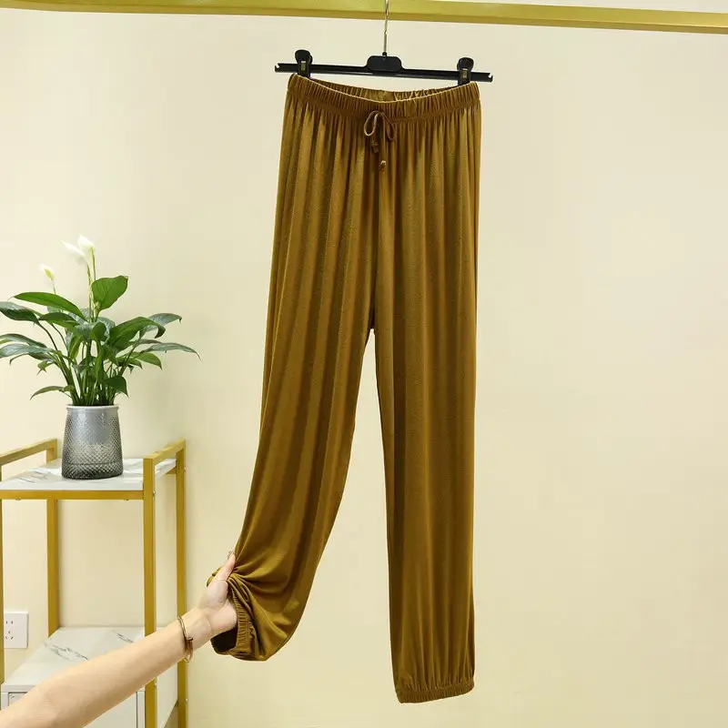 Women Drawstring Slimming Harem Pants Brown Summer 2025 - Image 2