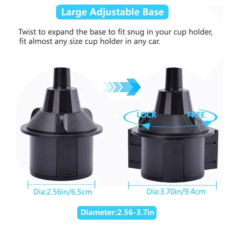 Universal Long Tube Car Cup Holder 270° Adjustable