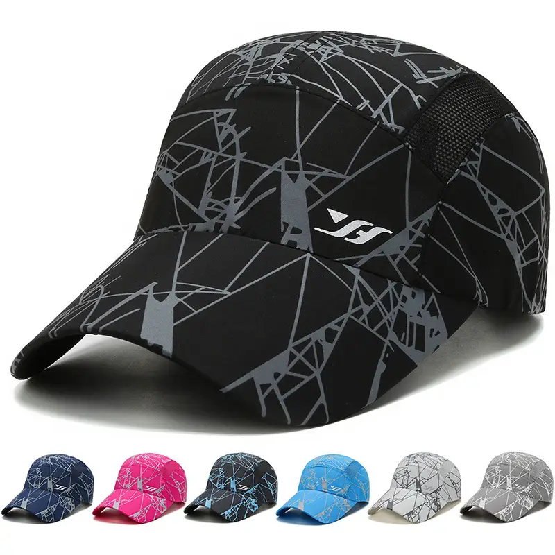 Men's Blue Geometric Peak Cap Summer Sports Wear