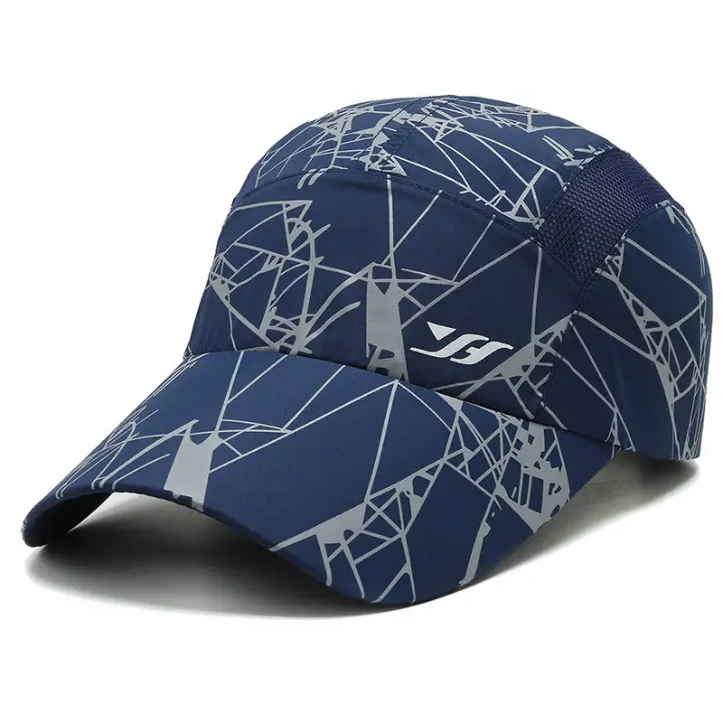 Men's Blue Geometric Peak Cap Summer Sports Wear - Image 4