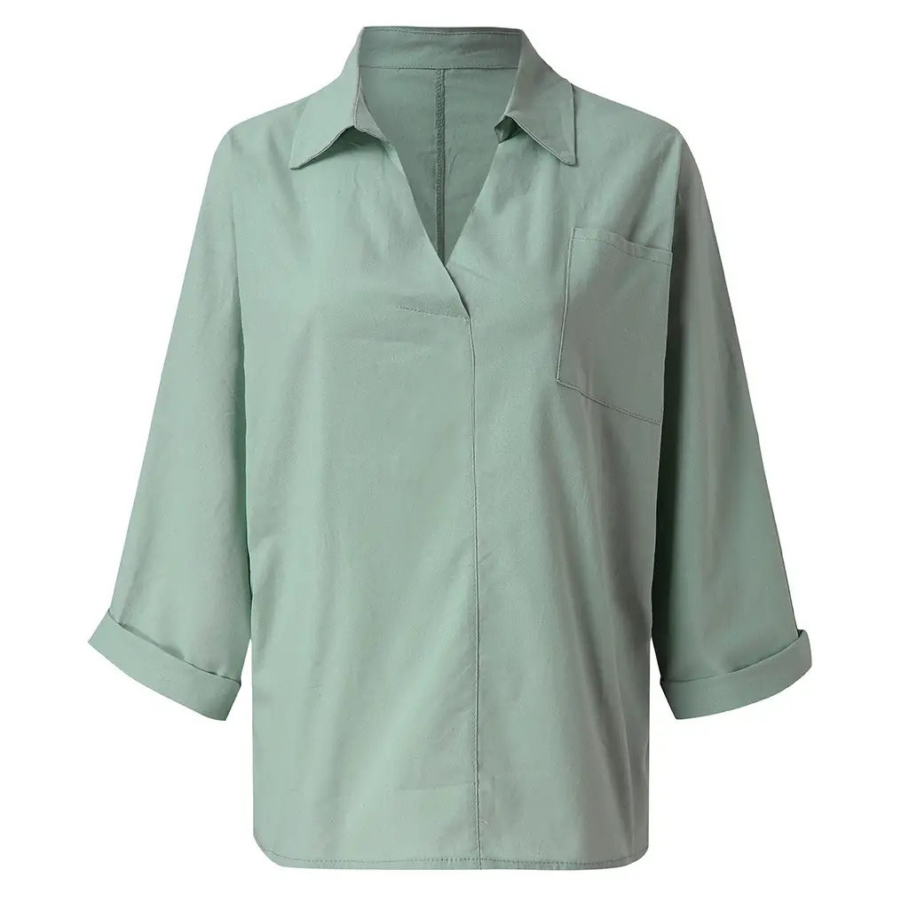 Women's Orange V-Neck Long Sleeve Pullover Top — feature 13