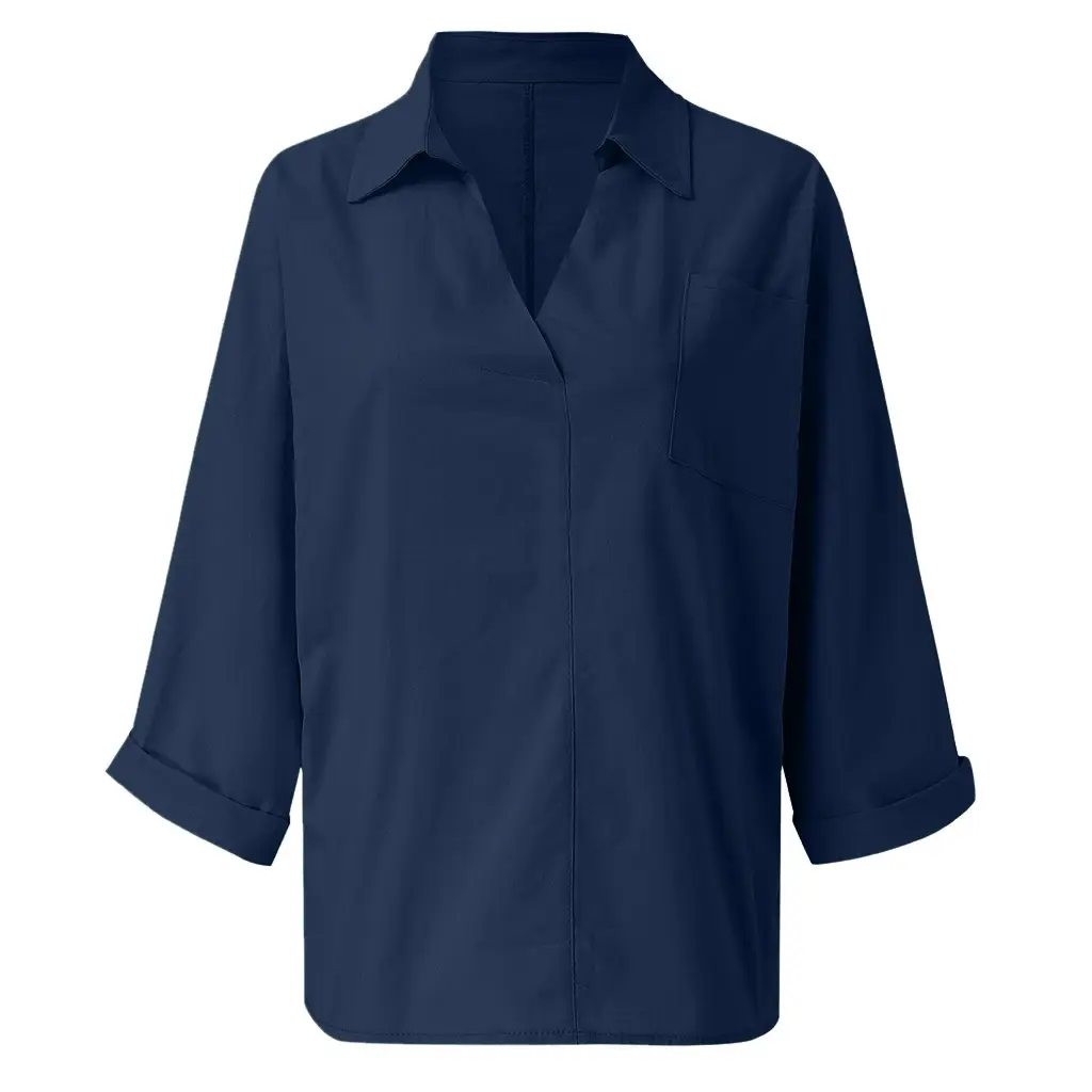 Women's Orange V-Neck Long Sleeve Pullover Top — feature 9