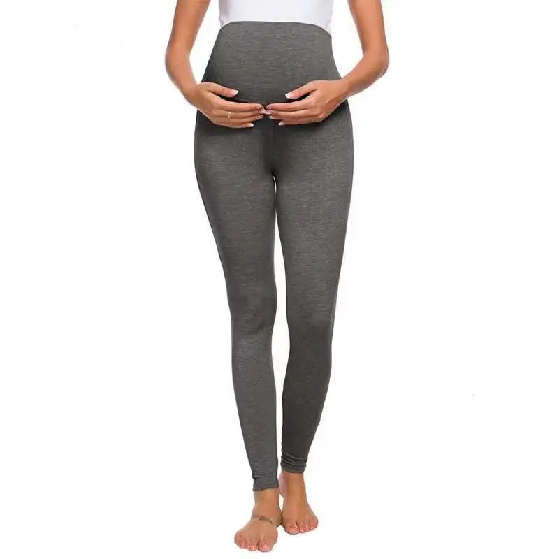 Grey Slim Fit Belly Support Pants for Pregnant Women