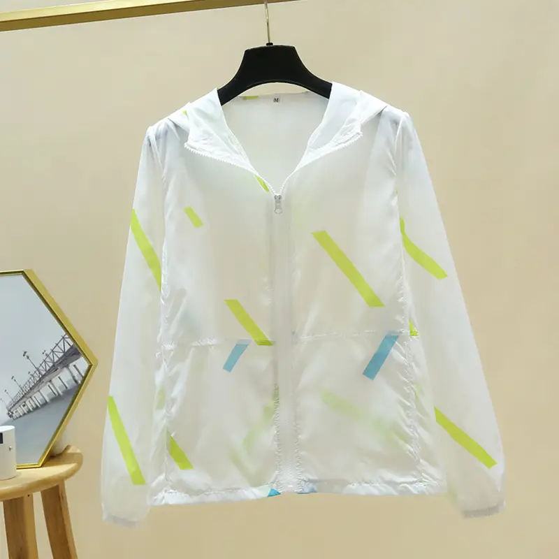 Women Printed Hooded Sun Protection Jacket Pink